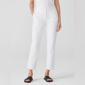 NWT Eileen Fisher Organic Cotton Stretch Twill Trousers White Size 14
